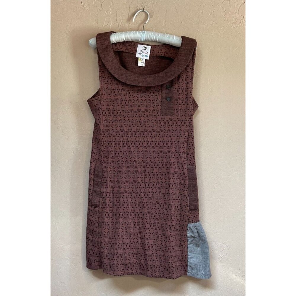 Rebe Women's Sleeveless Art to Wear  A-Line Mini Dress Medium Ruched Back Brown